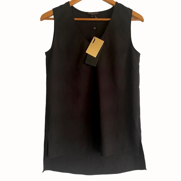 size s small NWT Alberto Makali black tank cami camisole  side split hem $60 v-n - Picture 1 of 7